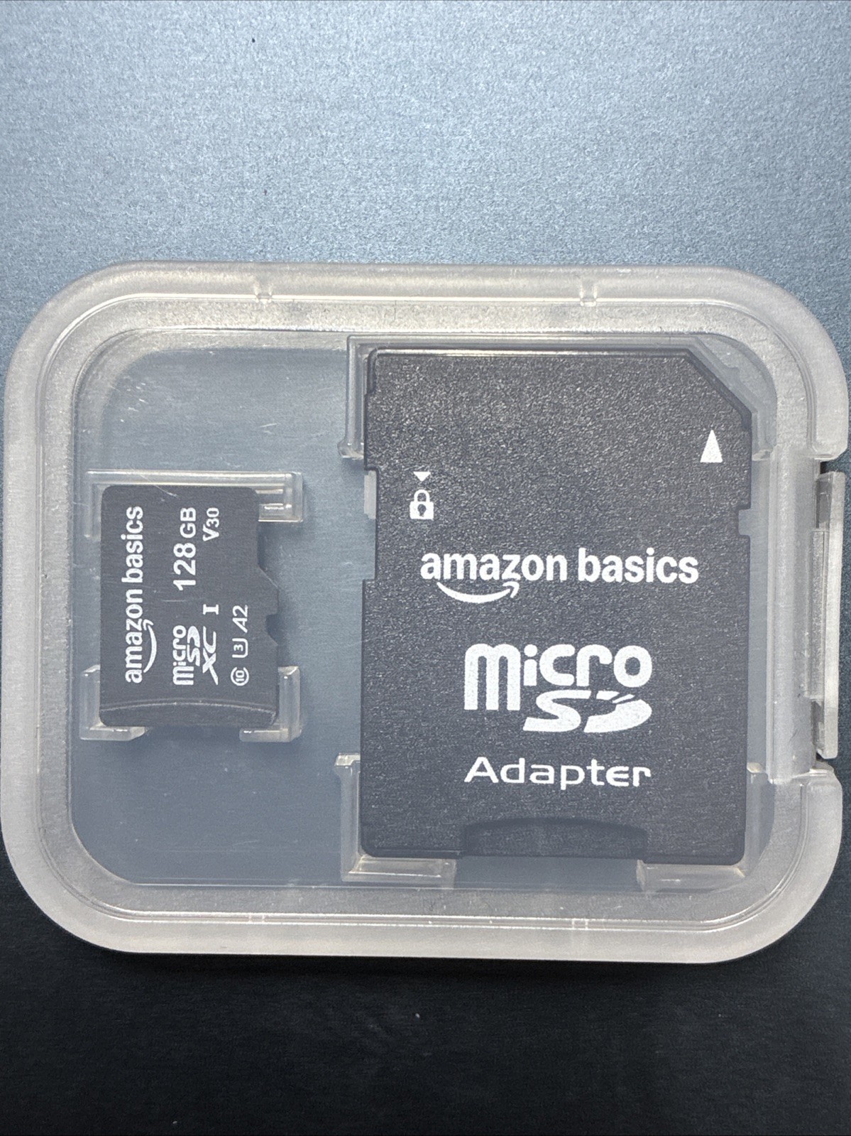 Amazon Basics 128GB Micro SDXC Memory Card A2 U3 100MB/s with Adapter Black