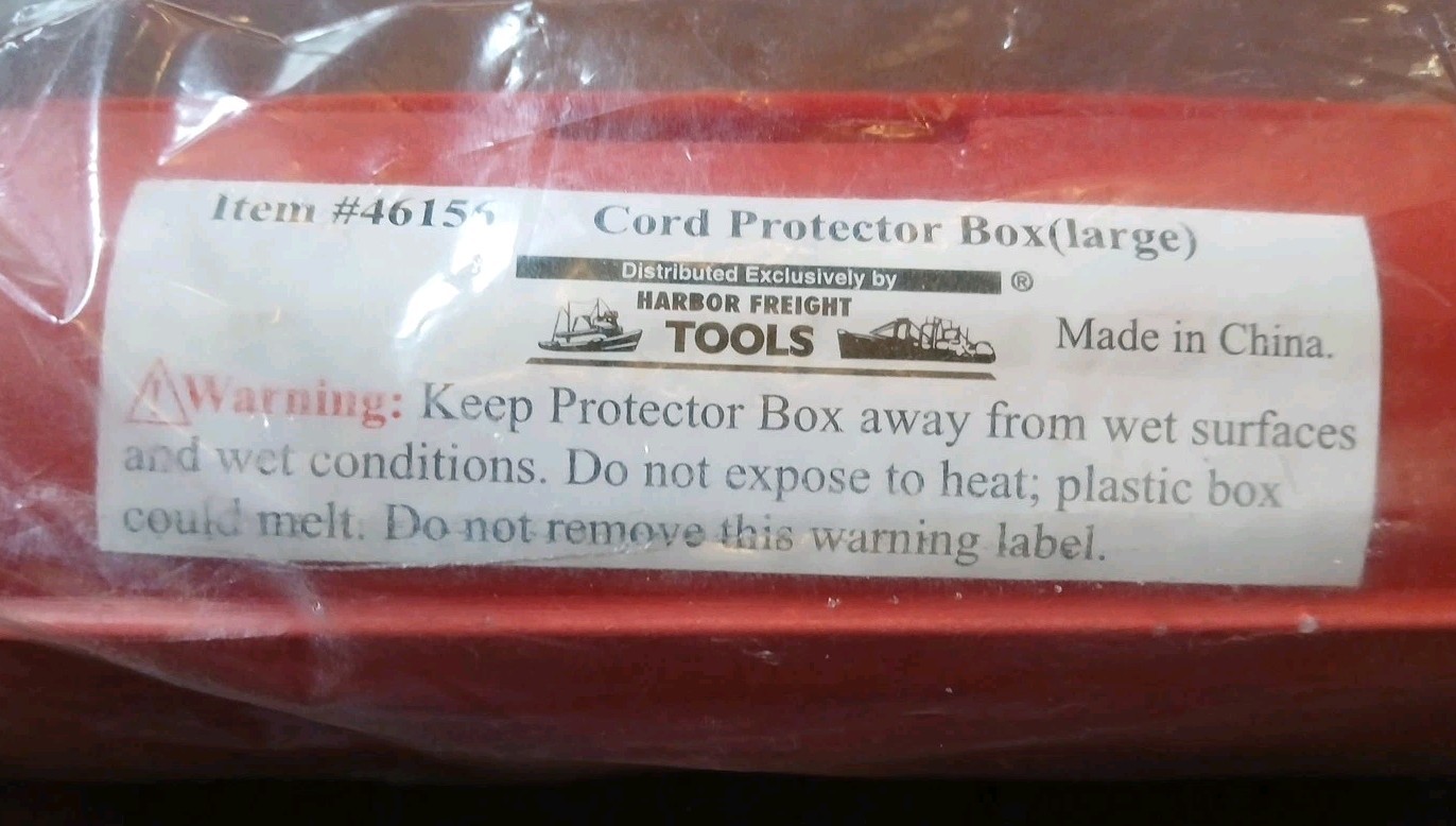 Harbor Freight CORD PROTECTOR BOX (LARGE) Item# 46156 New Sealed