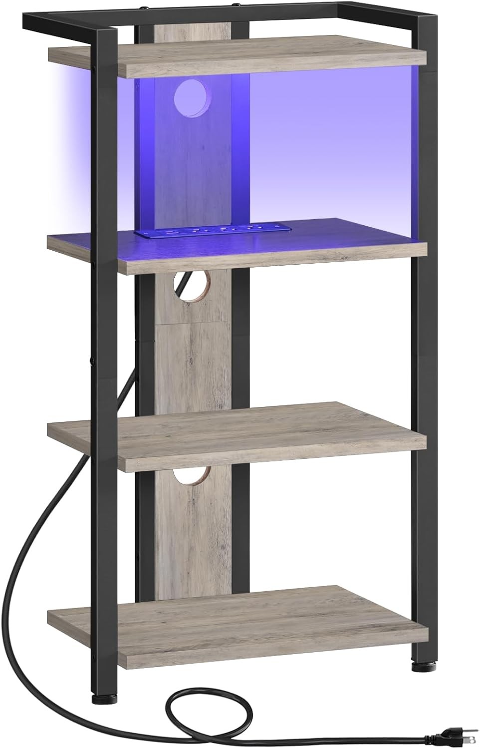 4-Tier AV Media Stand, Media Console with Charging Stat and LED