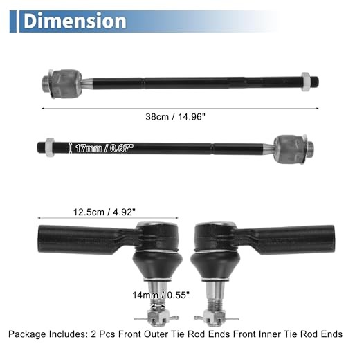 4pcs Front Inner Outer Tie Rod Ends Kit Suspension Steering Tie Rod End for