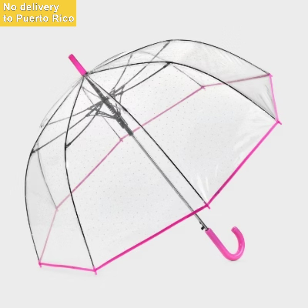 Bubble Umbrella - Pearl Pink: Manual Solid Design, Plastic Handle, 52" Span