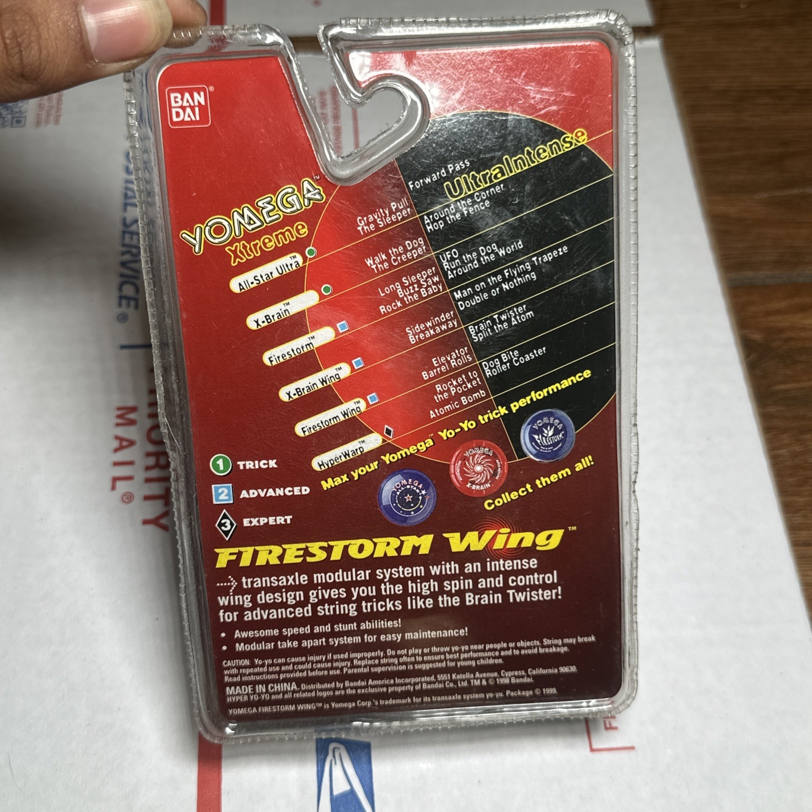 New Yomega Bandai Yo Yo Firestorm Wing 1999 Vintage Sealed YoYo Level 2 1410 BLU