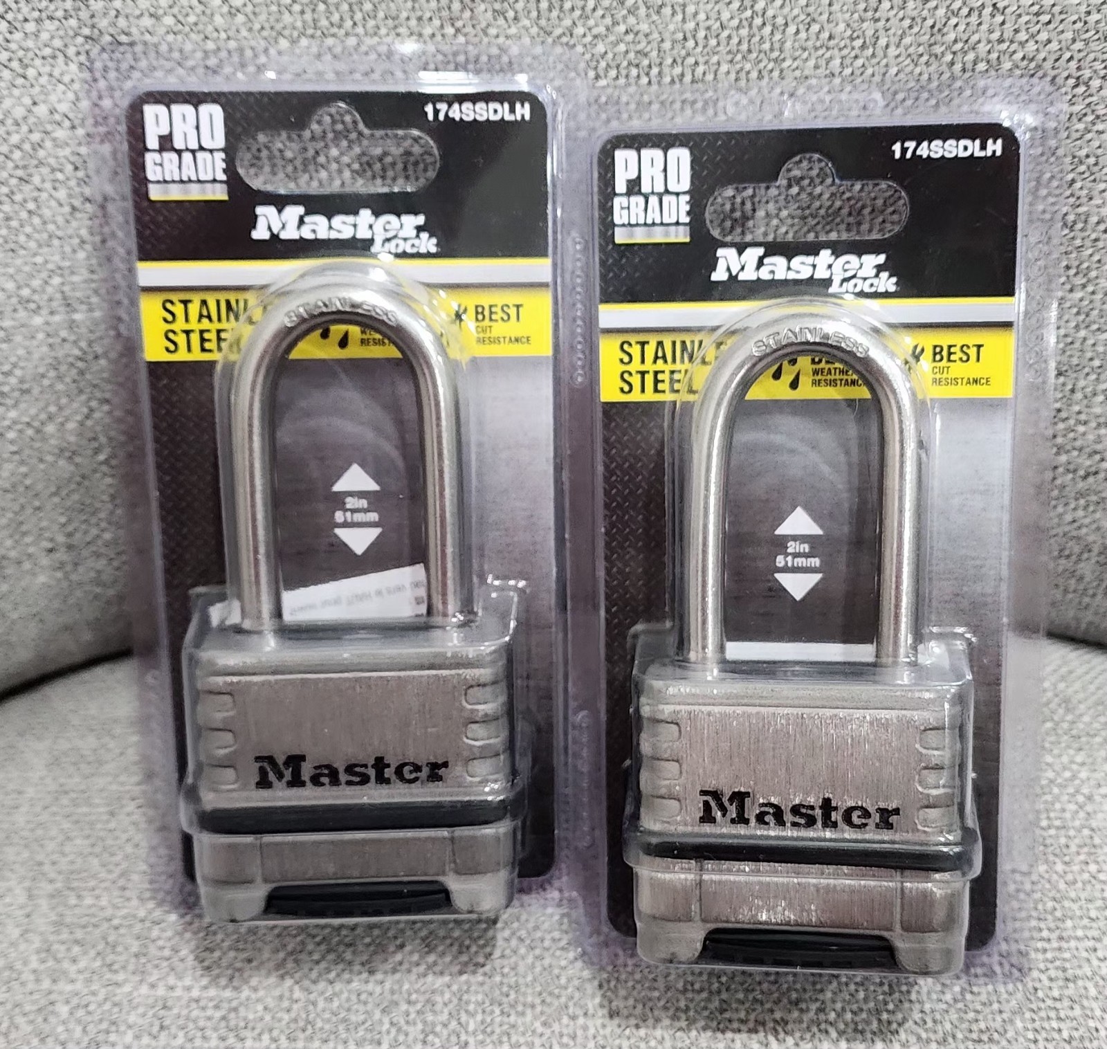 2 PACK MASTER LOCK Pro Grade Stainless Steel Combination Lock 174SSDLH NEW NIP