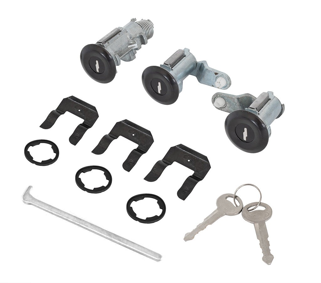 1981-1986 Ford Mustang Black Door Trunk Hatch 3pc Lock Set w/ Keys