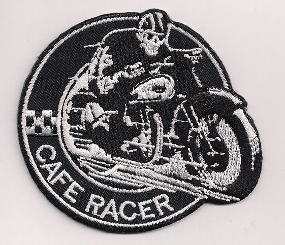 Cafe Racer skull rider patch. 3 inch Rocker Ace Ton Up Triumph BSA Norton.Honda
