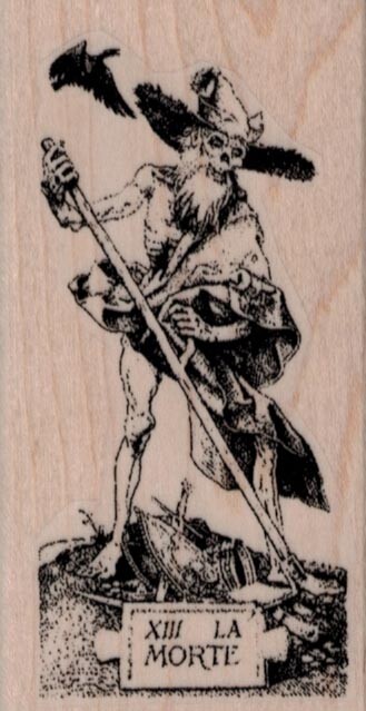 Death Tarot Card 1 3/4 x 3 1/4" Rubber Stamp, Fortune Stamp, Tarot