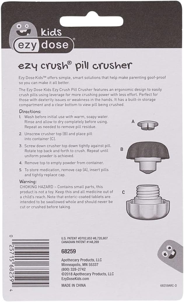 Crush Pill, Vitamins, Tablets, Crusher and Grinder with Storage Compartment, ...