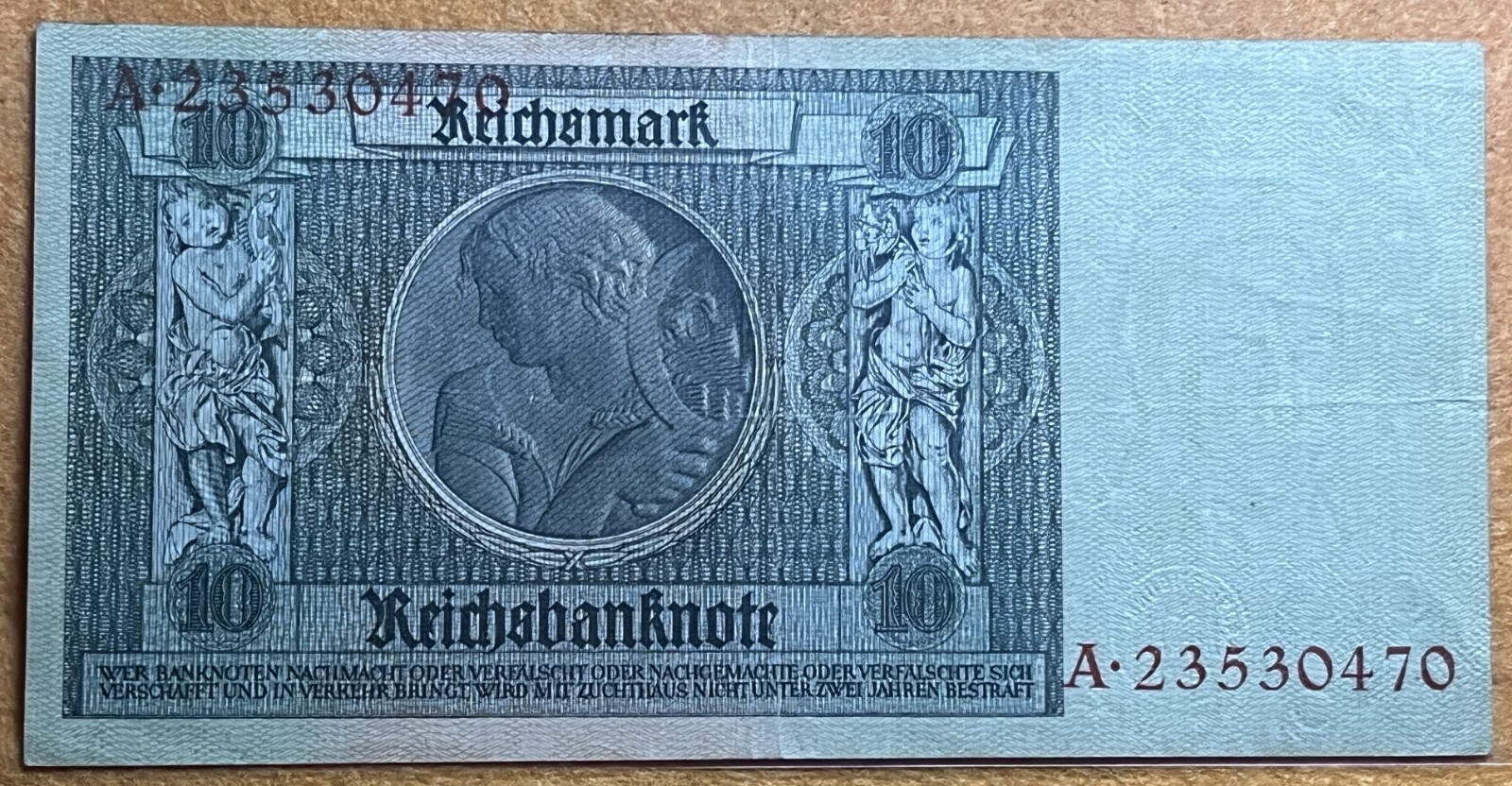 Germany 1929 10 Mark Better Grade Banknote