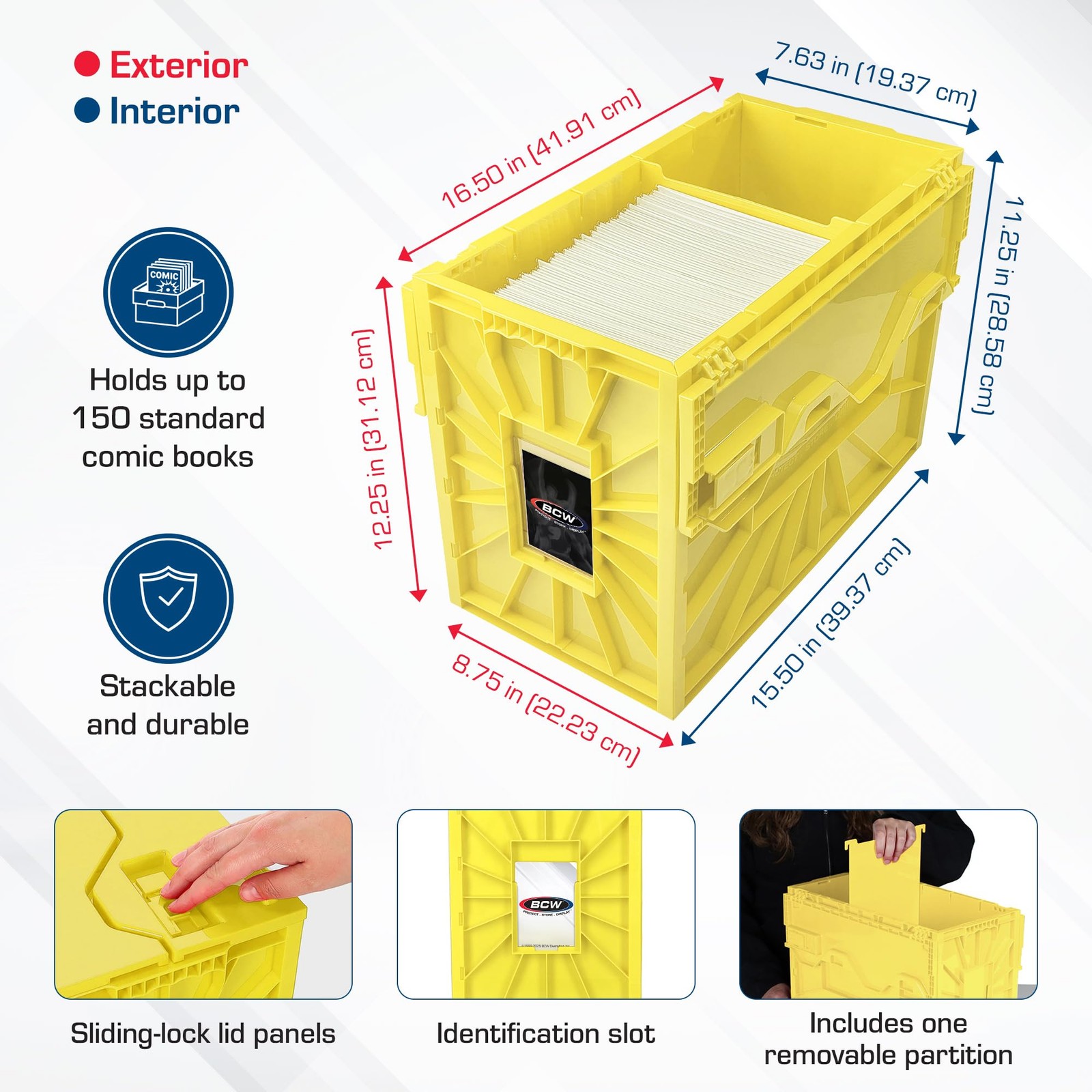 Bcw Short Comic Book Bin Holds 150 Comics Stackable Plastic Storage Acid-Free