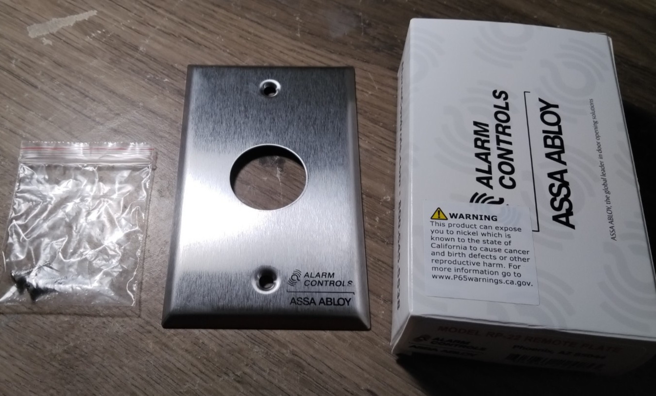 NEW!! Alarm Controls Remote Wall Plate with 1-1/8" Hole for Sonalert - AC-RP22