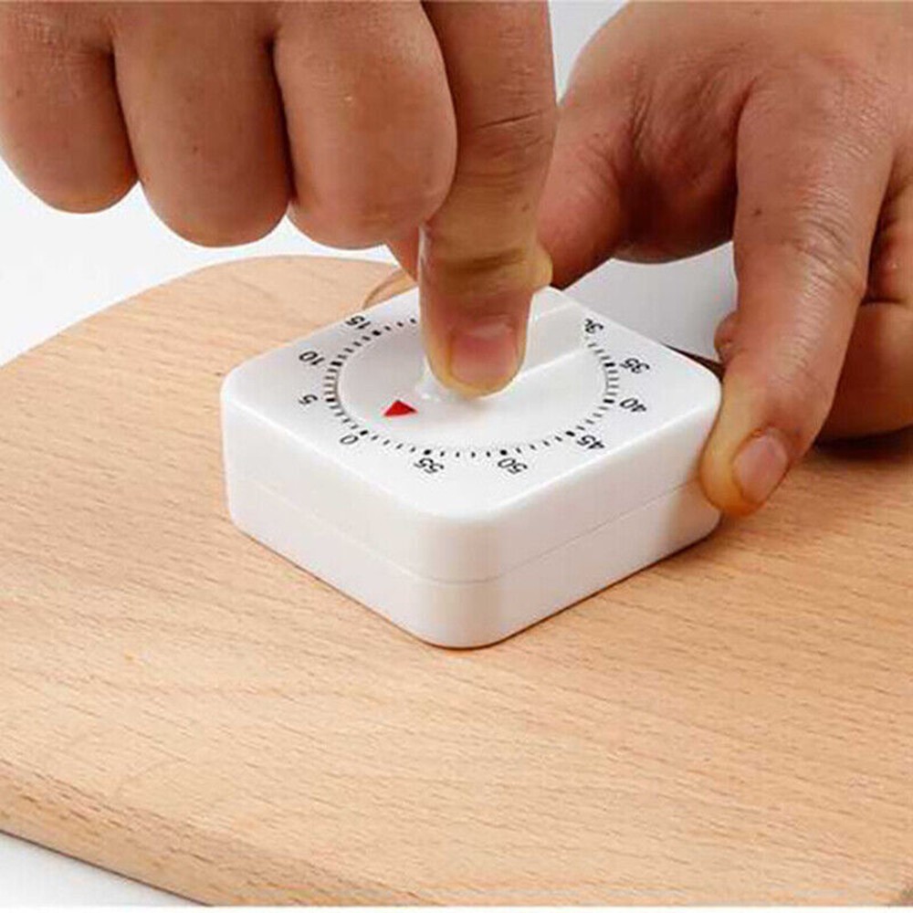 Plastic 60 Minutes Timing Range Square Mechanical Timer Kitchen Cooking Tool