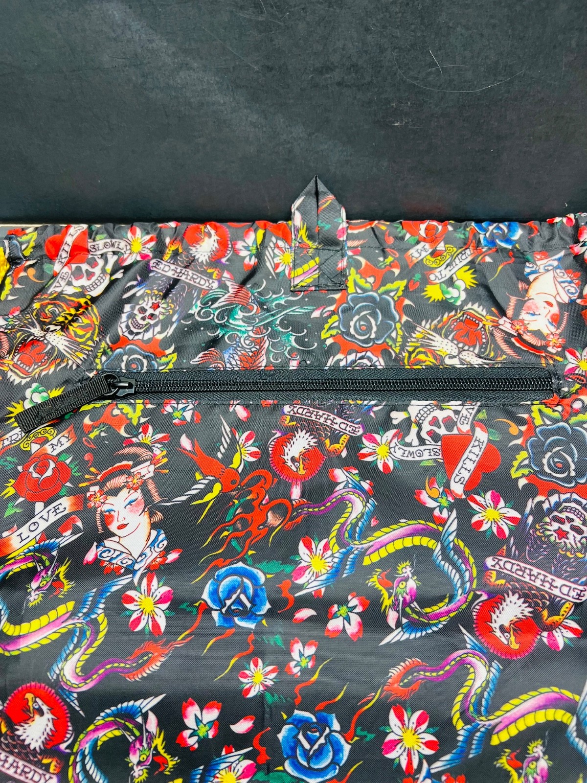 ed hardy nylon drawstring backpack love kills slowly