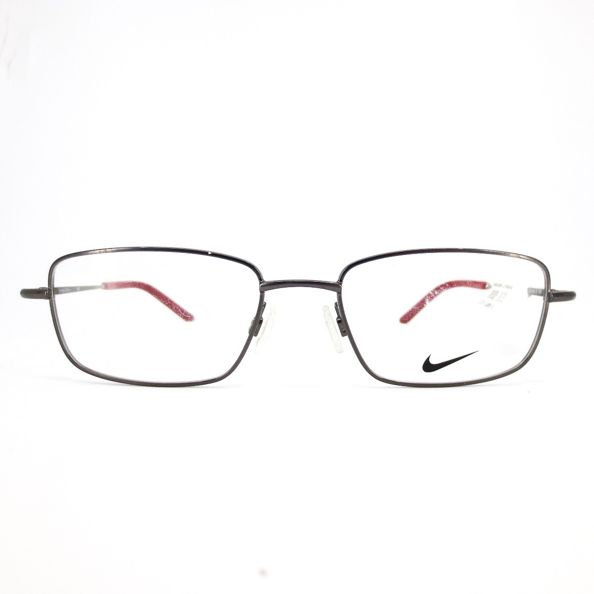Nike Eyeglasses Frames 8183 060 Gunmetal Grey Red Rectangular Full Rim 52-18-140