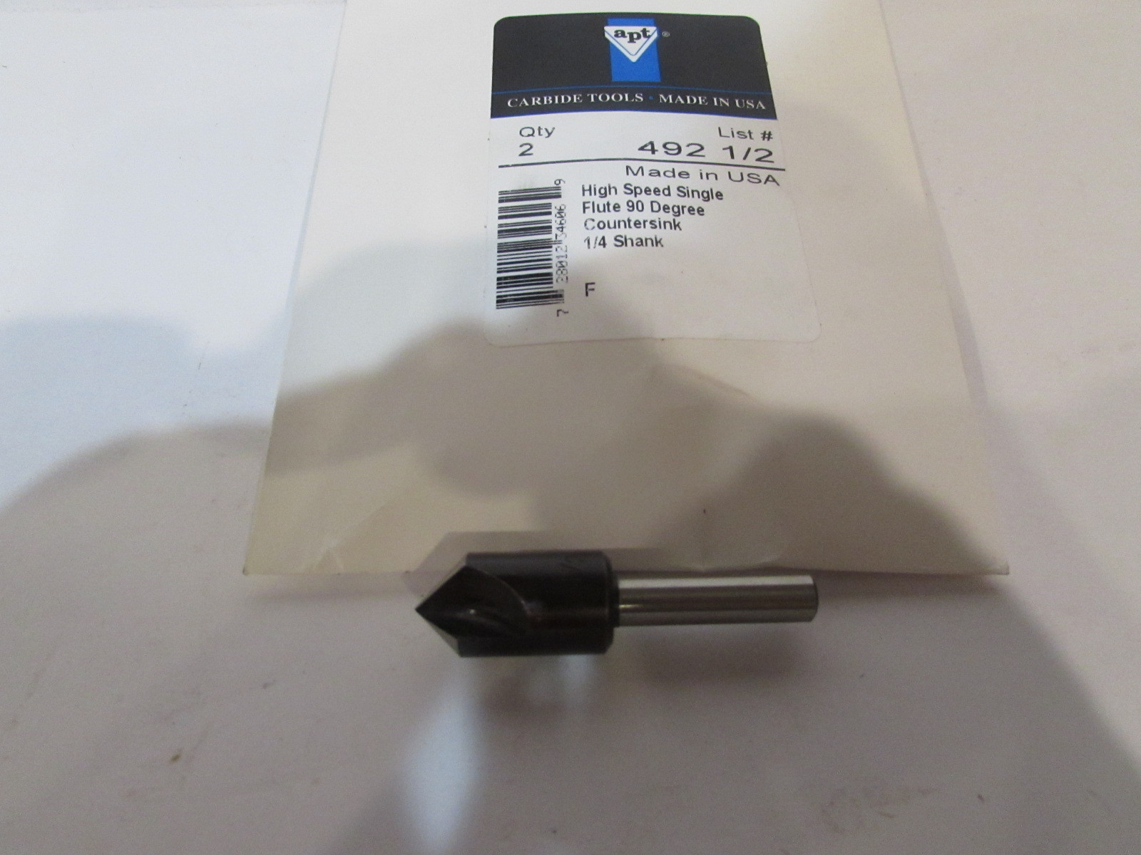SINGLE-FLUTE 90 DEGREE COUNTERSINK--1/2" X 1/4" SHANK--U.S.A.
