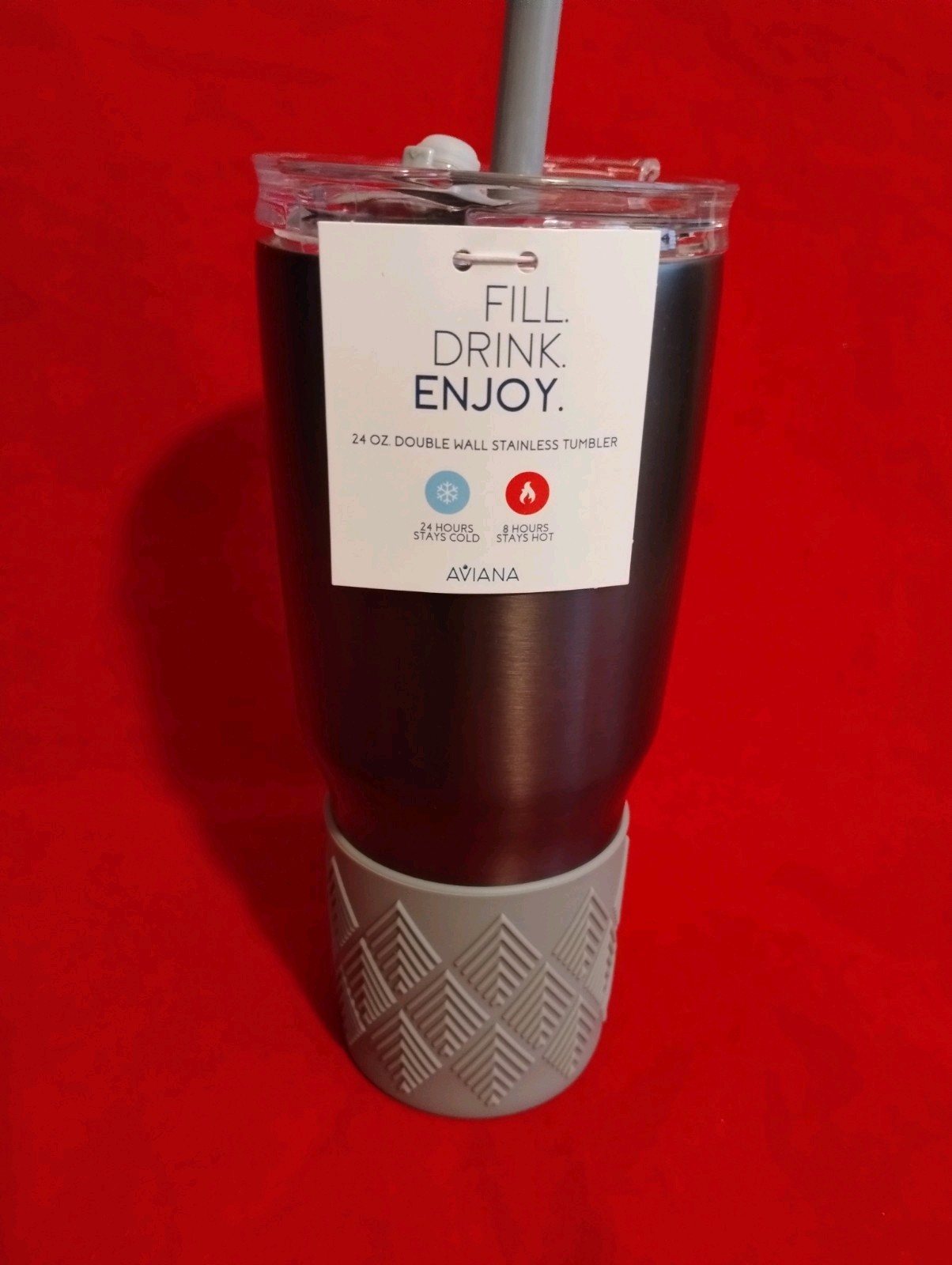 Aviana Commuter Cup Insulated Travel Coffee Mug 24 oz Stainless Steel W Straw