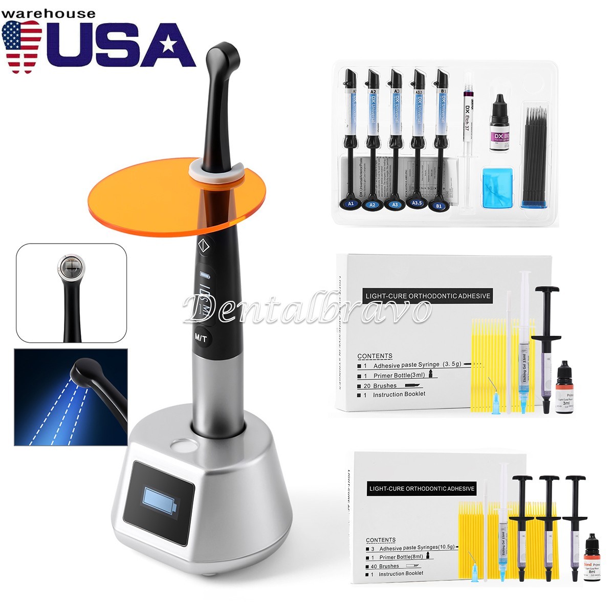 Dental Cordless LED Curing Light Lamp 1 Sec Resin Cure Lamp /Composite Resin Kit