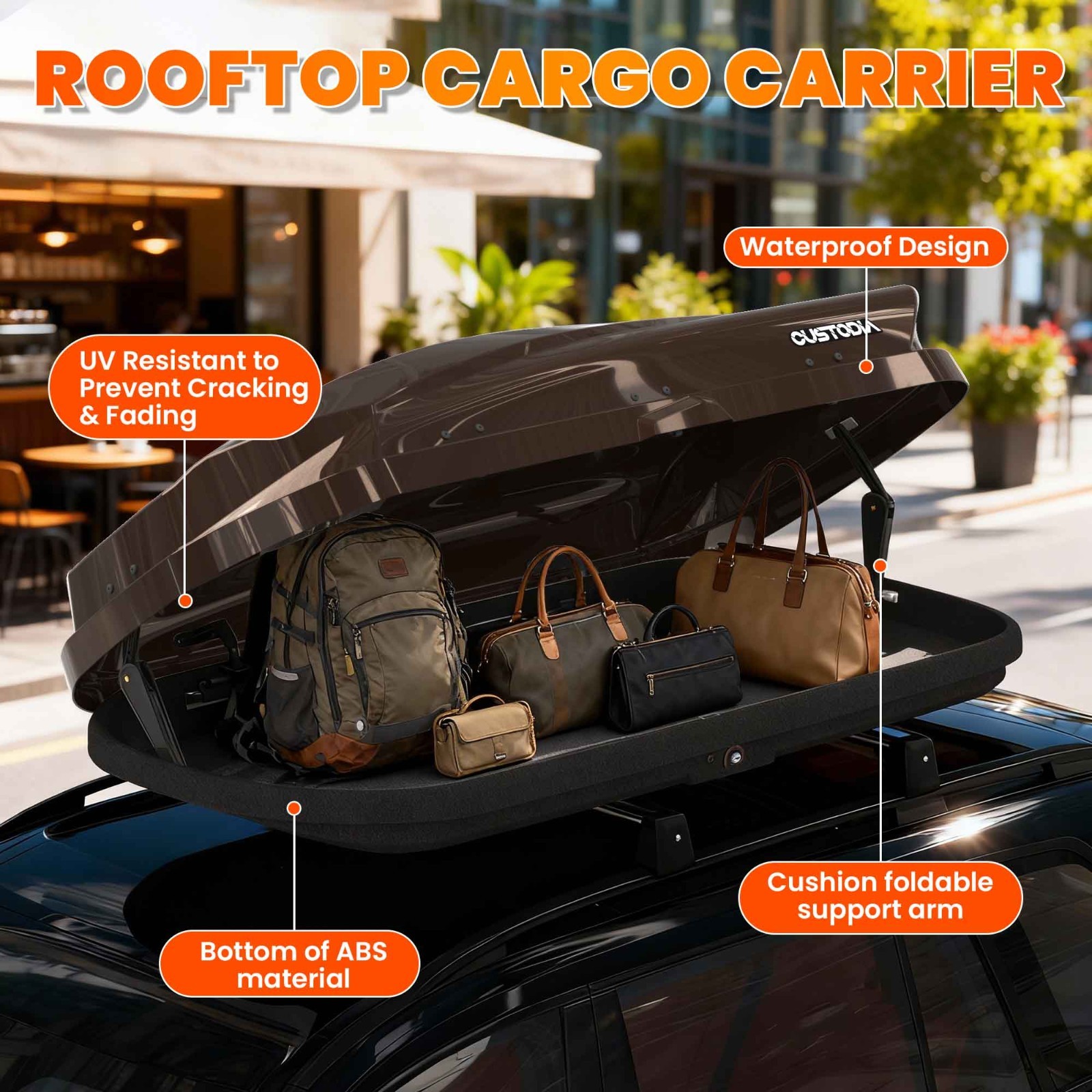 14ft³ Heavy Duty ABS Vehicle Roof Top Storage Box Cargo Luggage Carrier 2 Locks