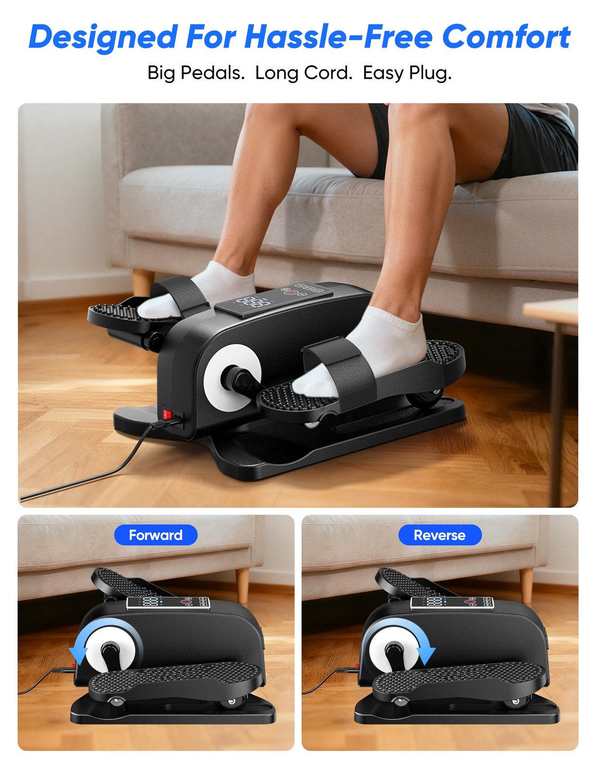 Under Desk Elliptical Machine for Senior, Quiet Motorized Leg Exerciser with