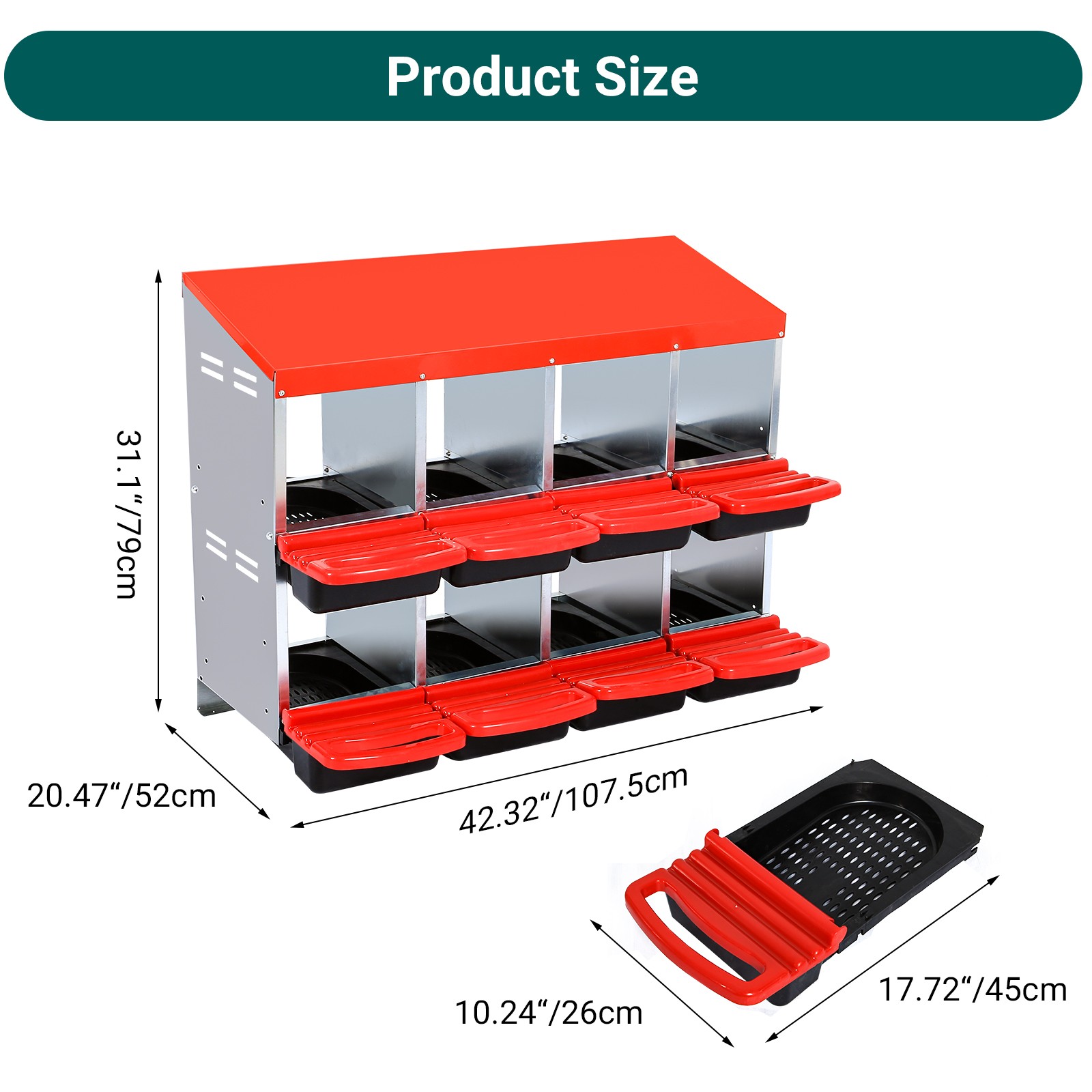 Chicken Nesting Boxes 8 Holes Nesting Boxes Chicken Laying Box with Lid Cover