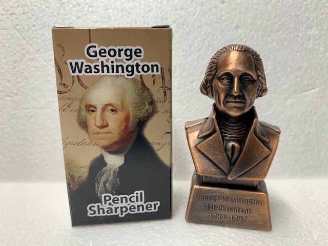 GEORGE WASHINGTON BRONZE DIE CAST METAL COLLECTIBLE PENCIL SHARPENER NEW / BOX