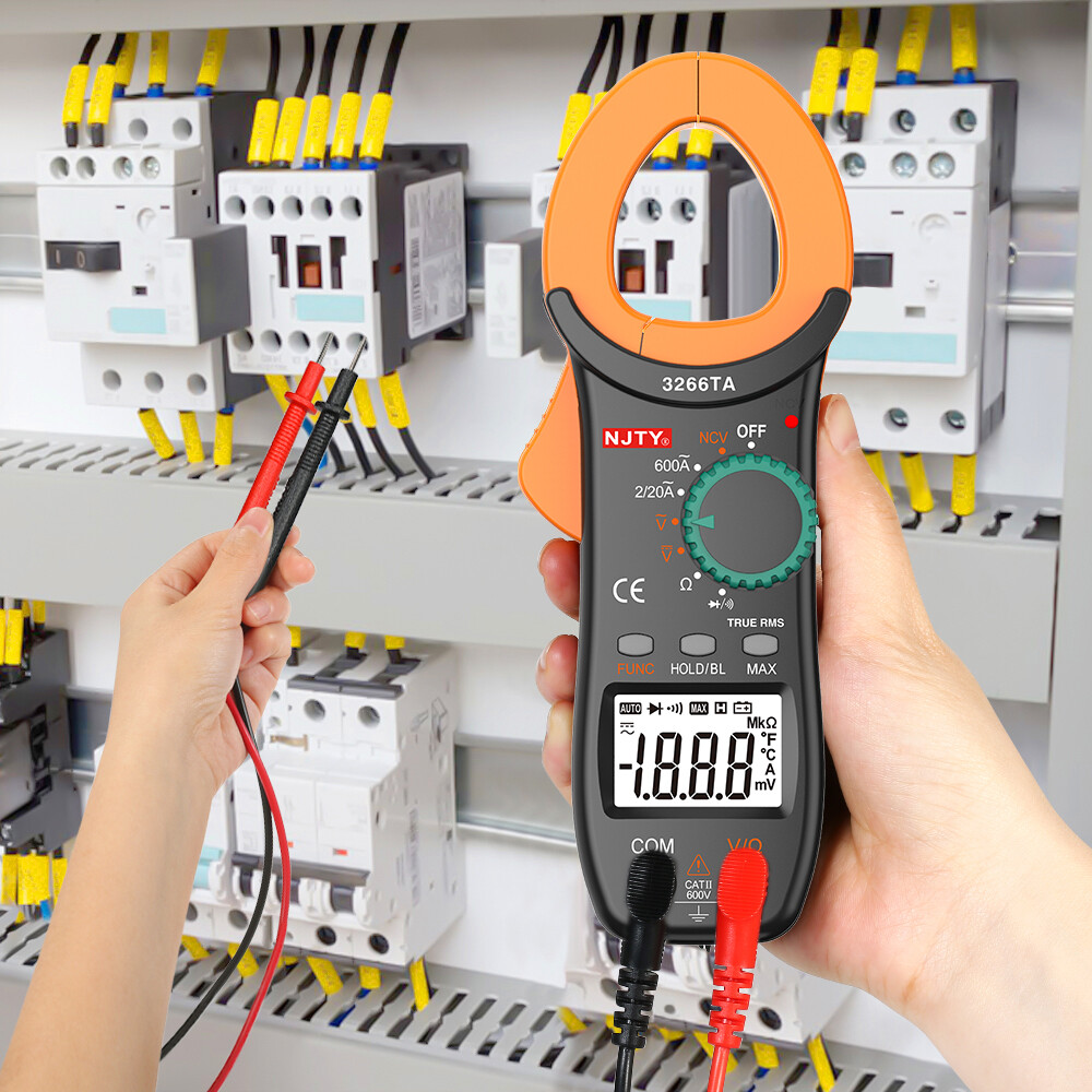 NJTY Digital Clamp Meter 2000 Counts Auto Ranging Multimeter NCV Test AC/ T9E1