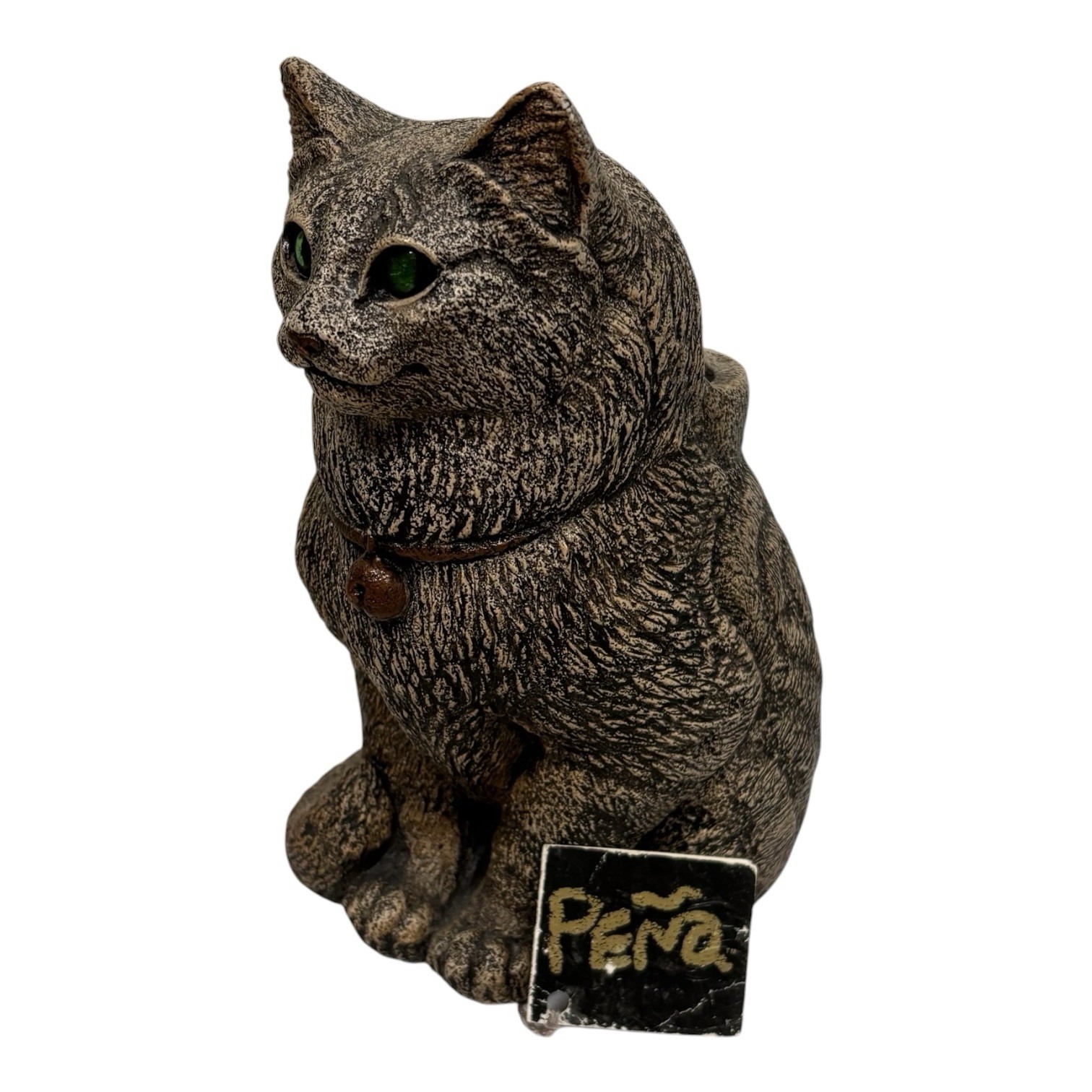 Windstone Editions Sitting Cat Glowing Green Eyes Candle Holder Lamp Melody Peña