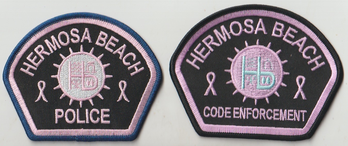 Hermosa Beach Police pink obsolete patch pair shipped from Australia