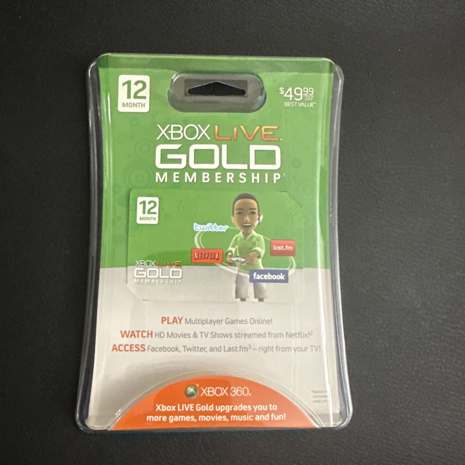Microsoft Xbox 360 Live Gold Subscription Card Vintage 12-Month, Sealed