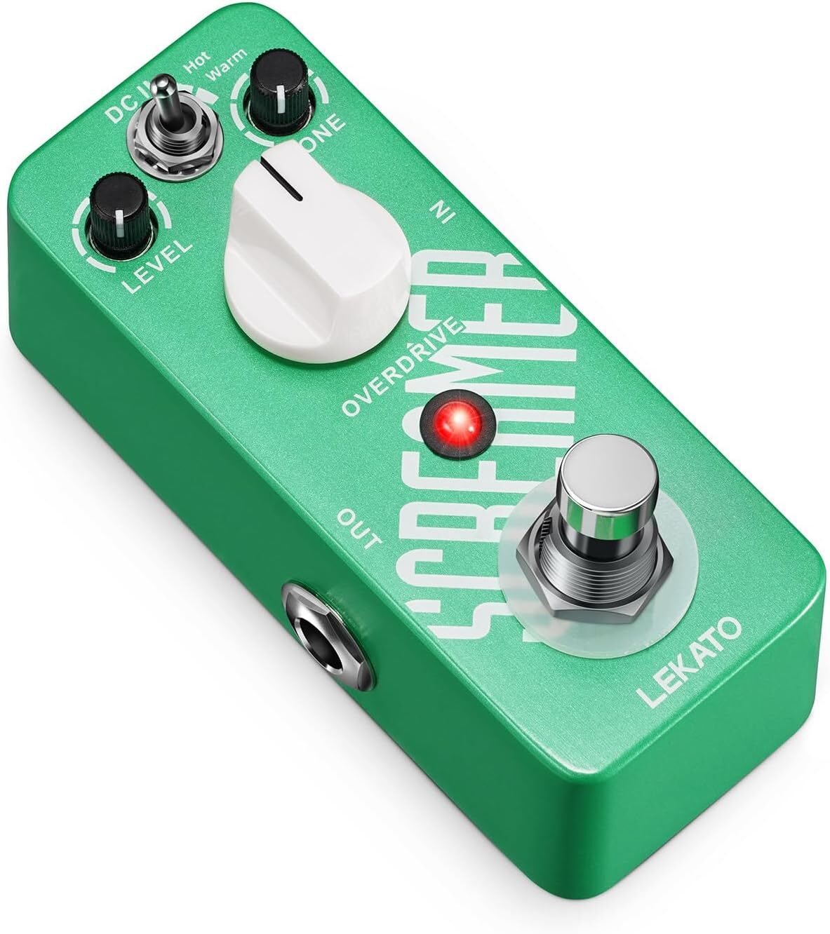 LEKATO Green Vintage Overdrive Guitar Pedal Warm & Hot Modes True Bypass DC 9V