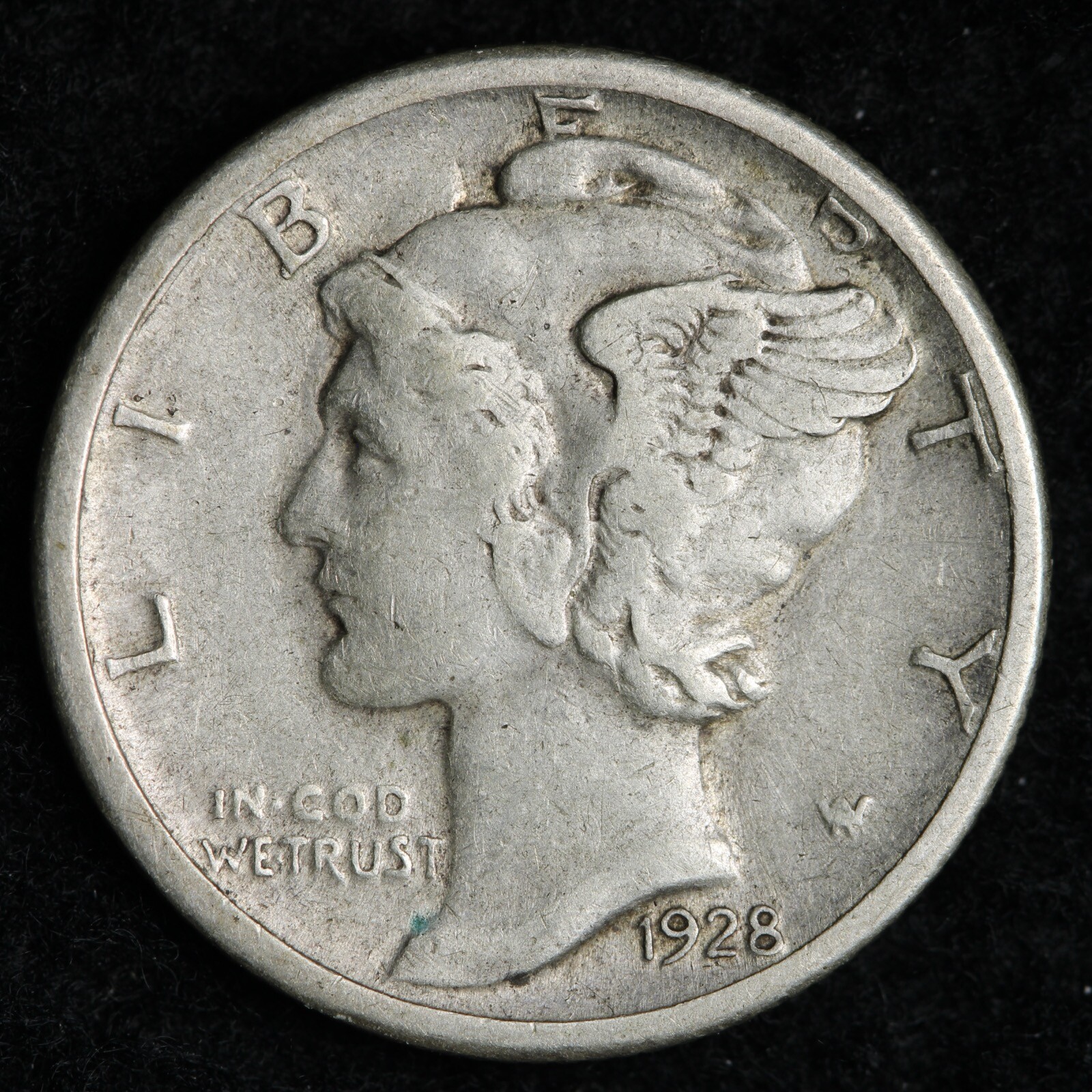 1928-S Mercury Silver Dime XF E234 KCM