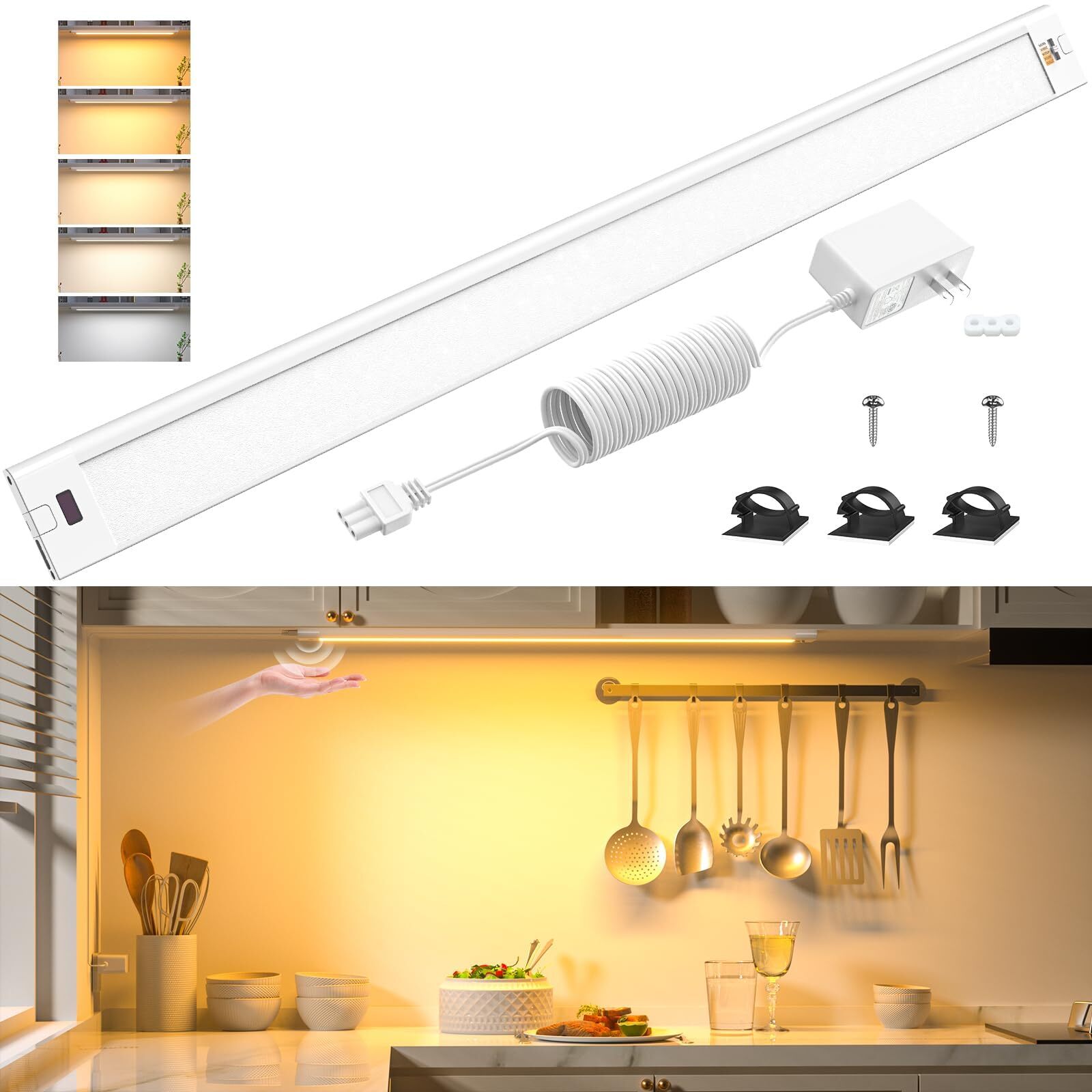 Under Cabinet Lighting 24 Inch Plug In Led Counter Light Bar Hand Wave Activated