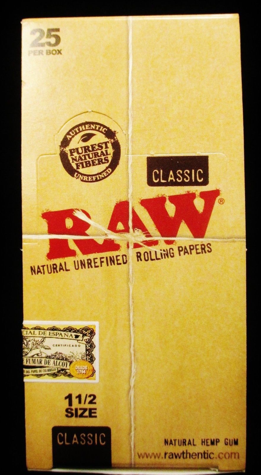 Full Box 25 Packs Raw Classic 1 1/2 Natural Unrefined Rolling Papers
