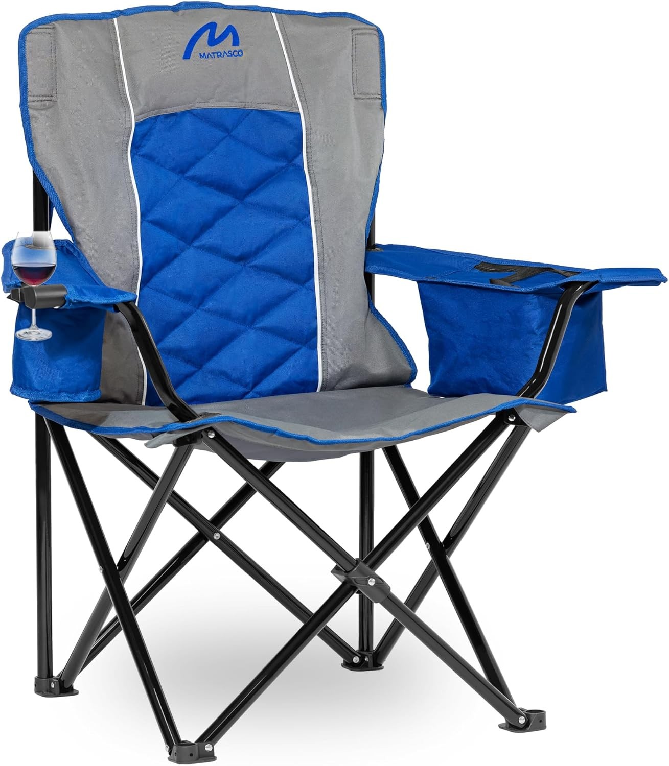 Oversized Padded Camping Chair, Heavy-Duty Steel Frame for 450 lbs Supports,