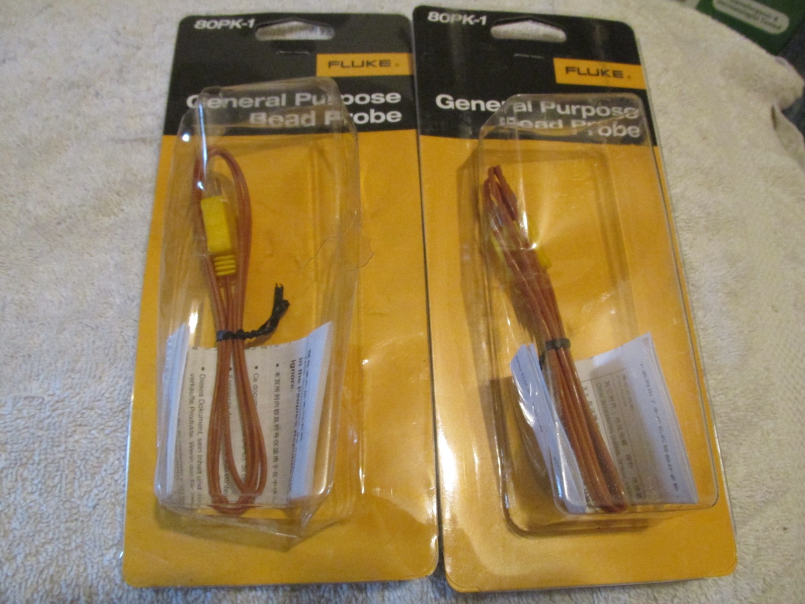 LOT OF 2 Fluke 80PK-1 Type-K Bead Probe, -40 to 260 °C (-40 to 500 °F) BRAND NEW