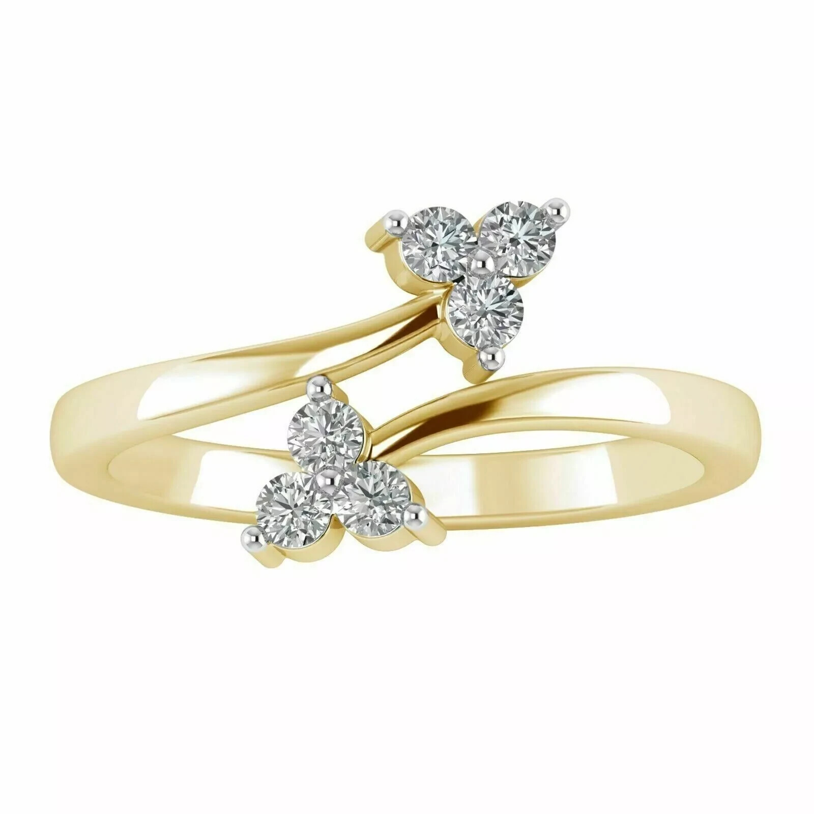 0.12 Ct Round Simulated Diamond Bypass Women's Toe Ring 14k Yellow Gold Plated