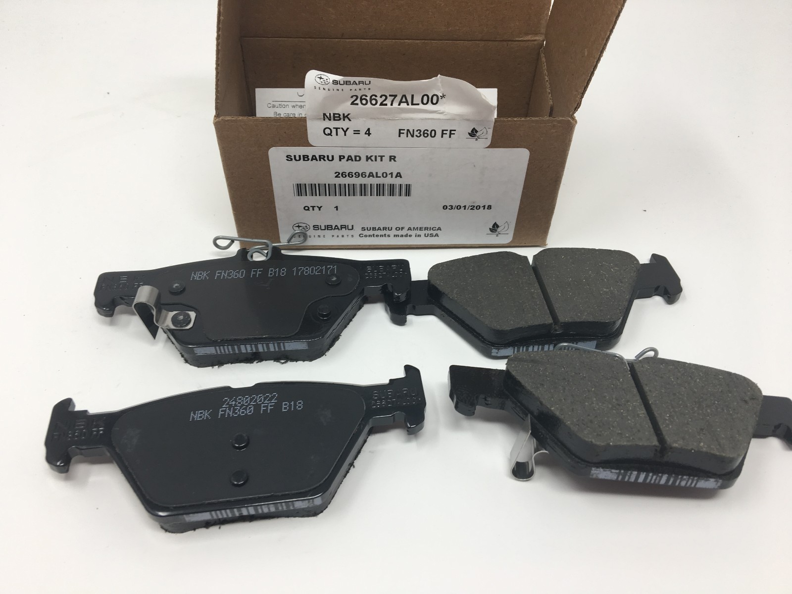 Genuine Subaru Rear Disc Brake Pad Kit 26696AL020 Outback WRX Forester Legacy