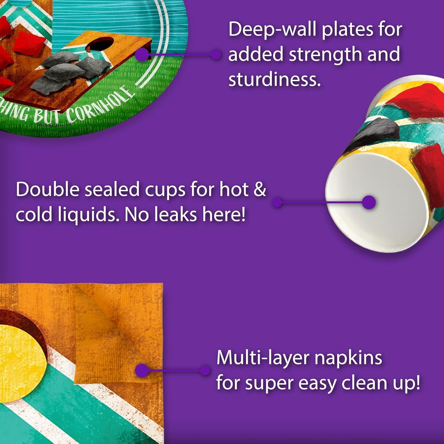 Durable Lake-Themed Tableware Set for 16 Birthday Guests - Ultimate Fun
