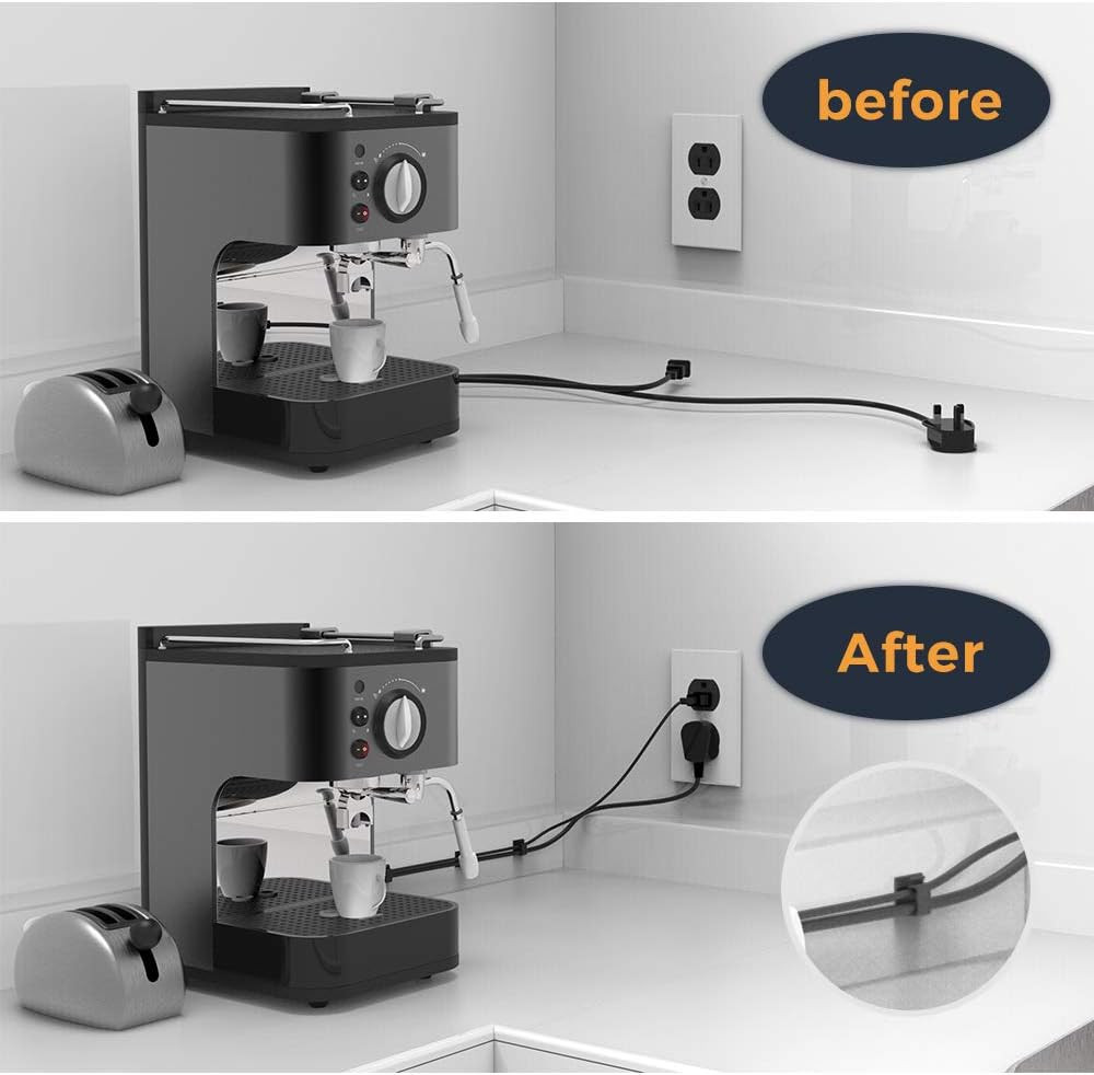 Cable Clips with Strong Self-Adhesive R Shape Cord Organizer 40 Pack Black