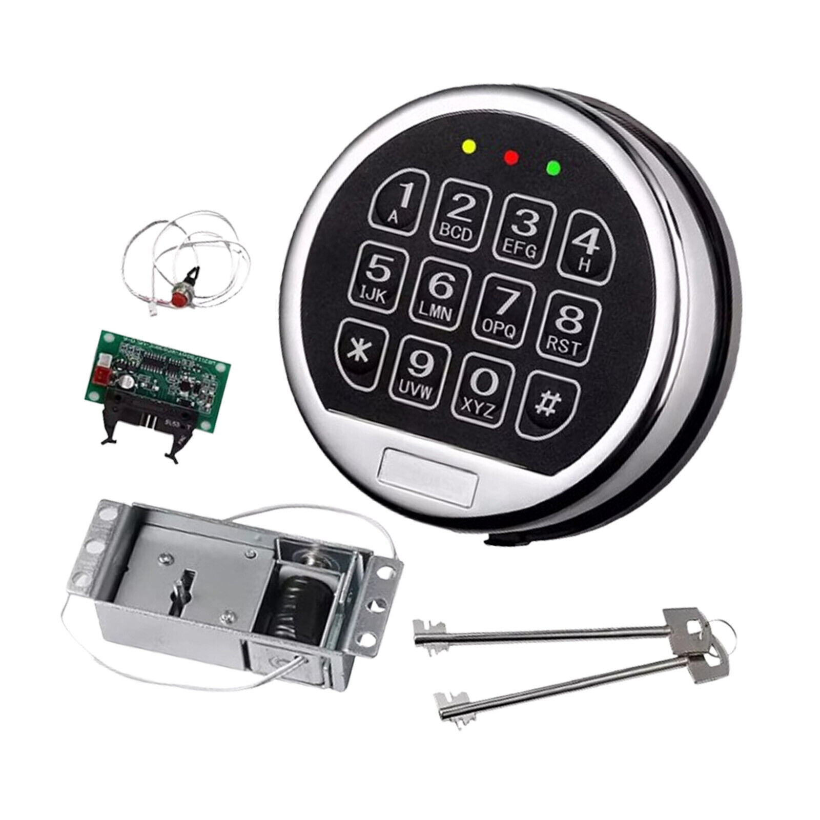 Gun Safe Lock Replacement Solenoid Lock with 2 Master Keys Chrome Digital Key