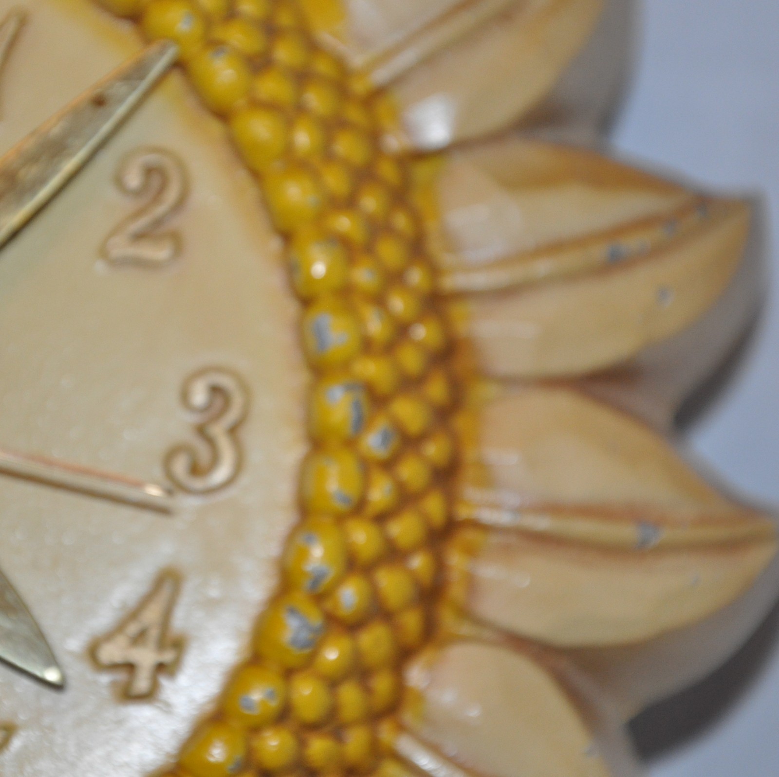 VTG Sexton Sunflower Clock With 2 Flower Accent Pieces Works Metal 1967 MCM 13"