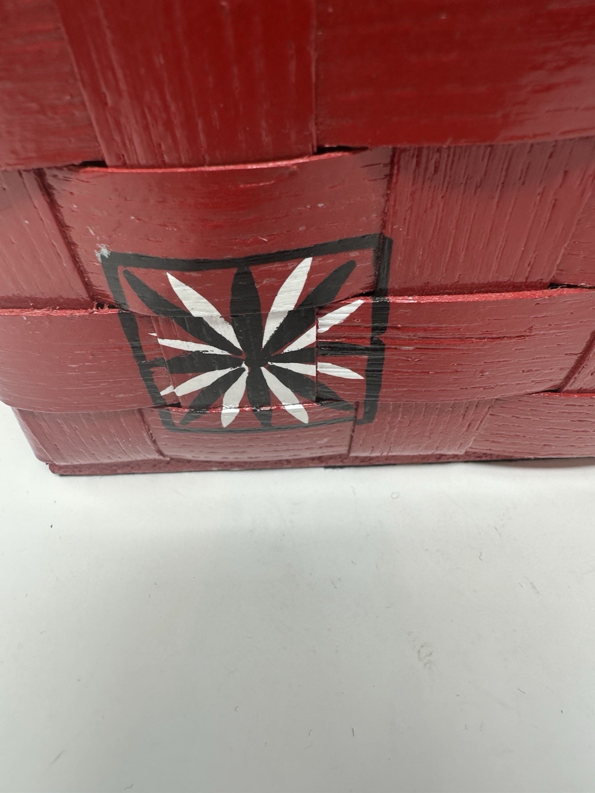 Handmade & Signed Small Basket Bandana Red