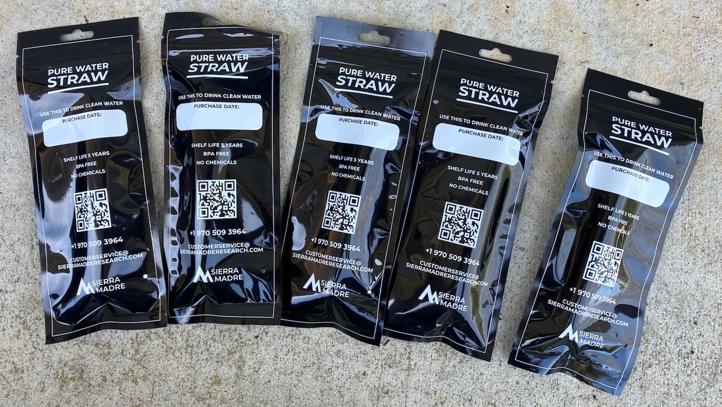Lot 5 Sierra Madre Pure Water Straw No Chemicals 5 Year Shelf Life BPA Free