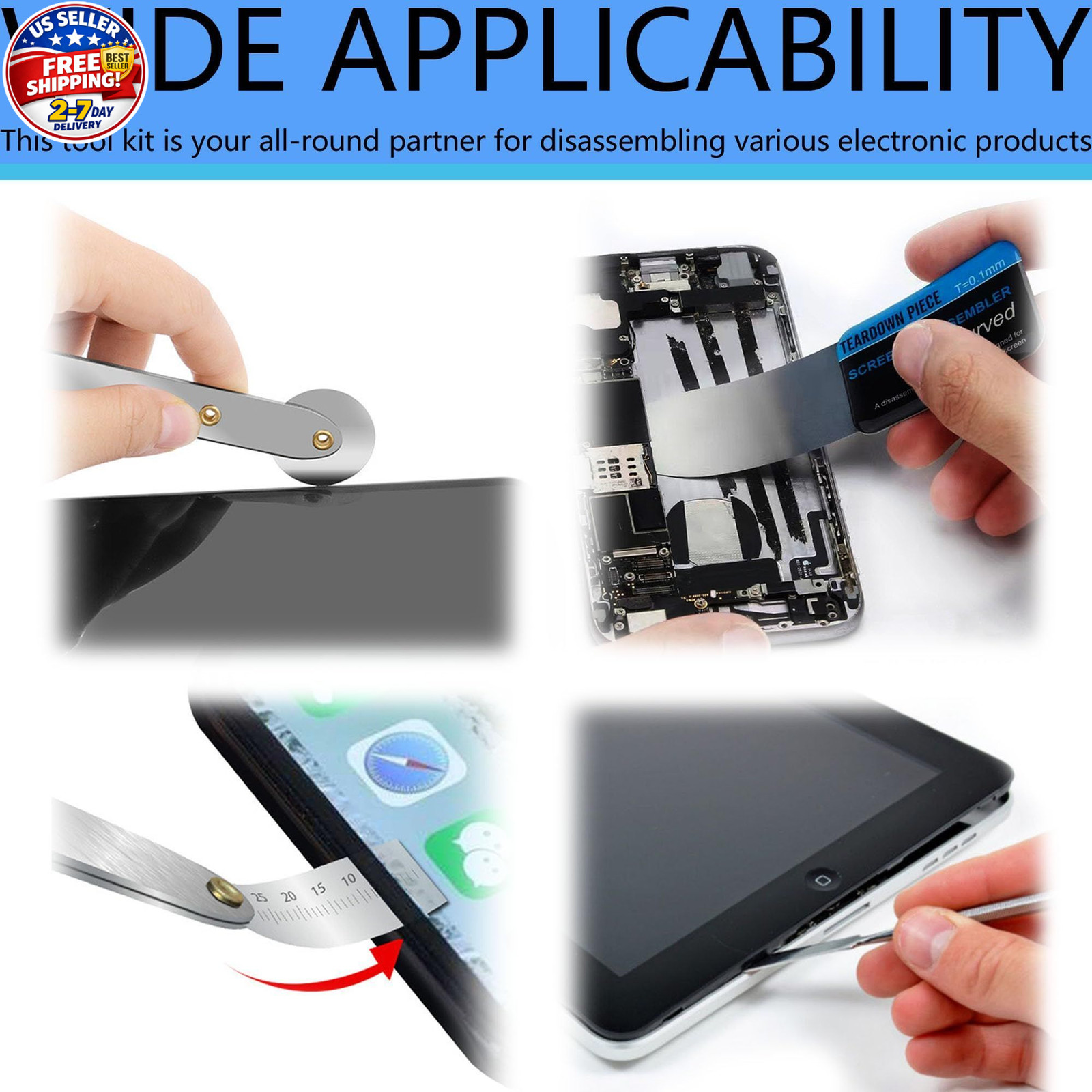 Oruiiju 6 Piece Metal Spudger Pry Tool Kit for Electronics Repair with Silver