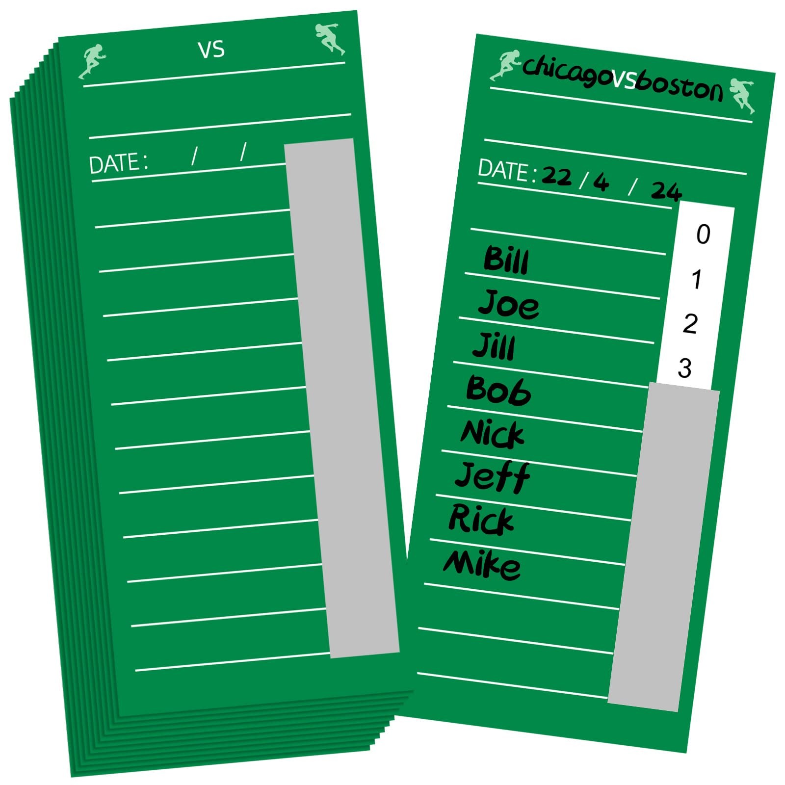 Junkin 160 Pack 10 Line Football 5.5 x 12.5 cm (2.17 x 4.92 inches), Green