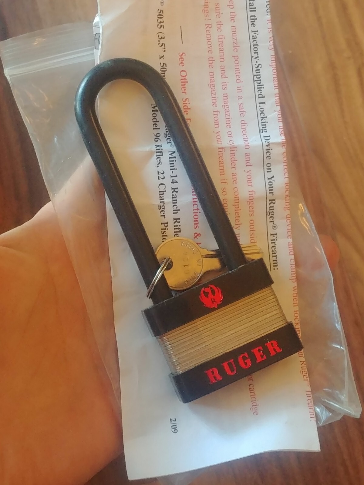 Ruger - Pad Lock- #5035- 2 Keys- Gun Lock - New With Papers