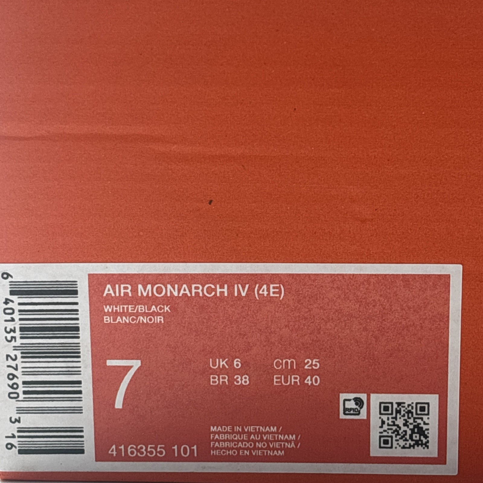 Nike Air Monarch Red White 416355 101 Mens Size 7 NEW Casual Sneakers