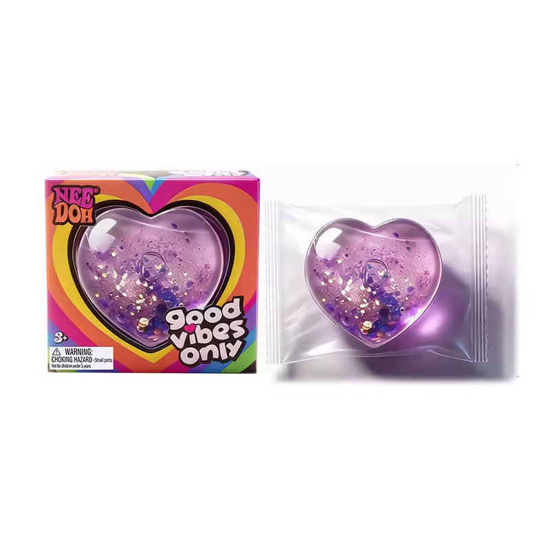 NeeDoh Style Heart Shaped Stress Reliever Super Soft Squishy Gel with Uplifting