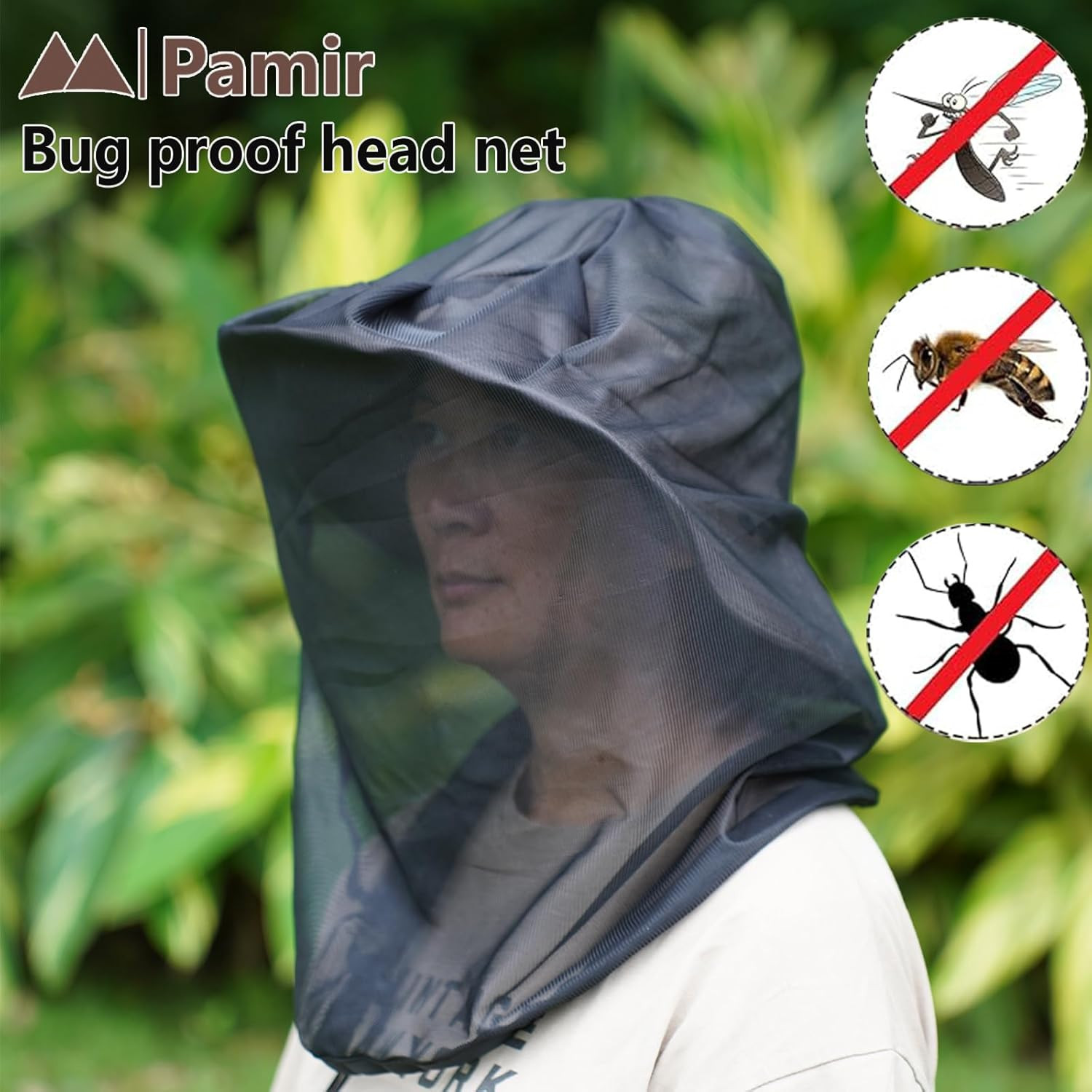 4 Pack Mosquito Head Net Mesh Bug Net for Head - Fits Over Hats Insect Shield Fa