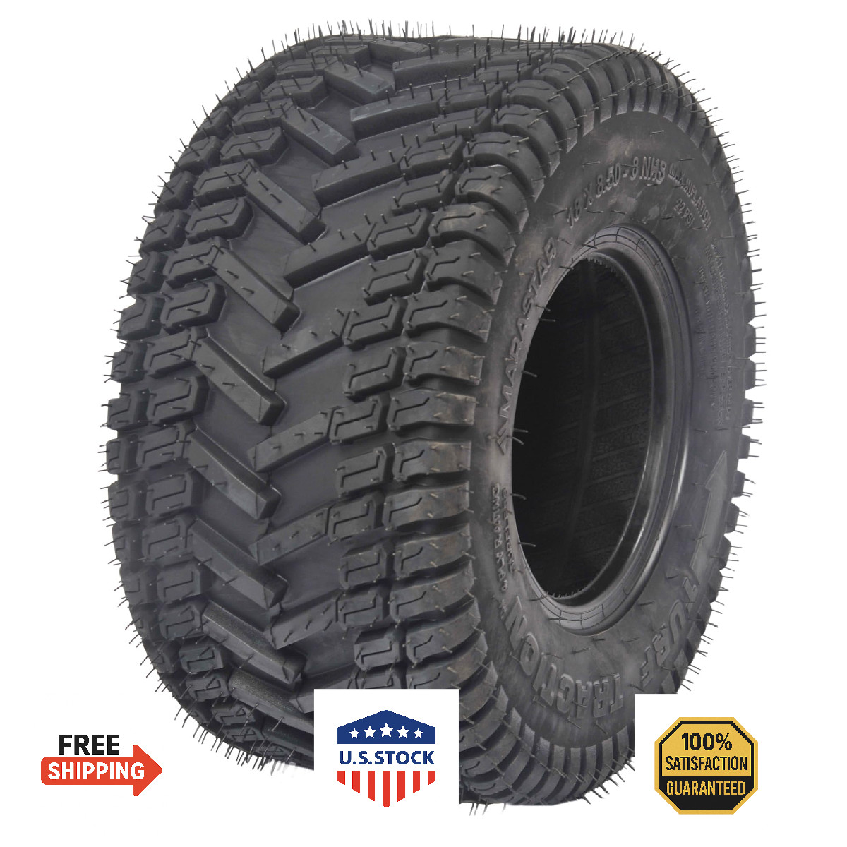 Marastar Turf Traction 18x8.50-8 Tire for Lawn Mowers Golf Carts 4 Ply Easy Inst