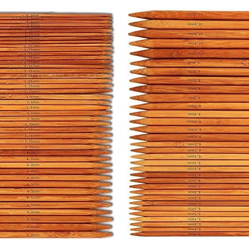 75 Pcs Double Pointed Knitting Needles Set, BetyBedy Carbonized Bamboo Knitti...